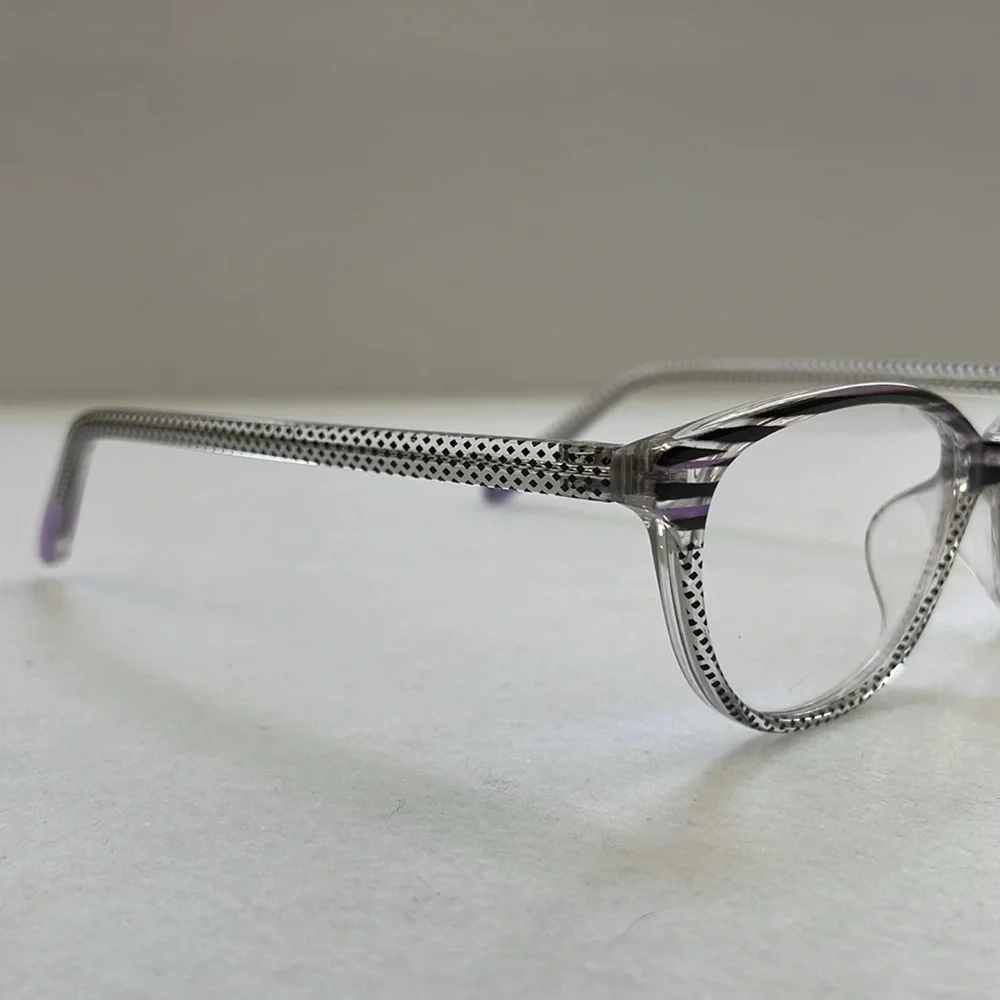 NWT Lido West Coconut Purple Stripe Polka Dot Eyeglass Frame
